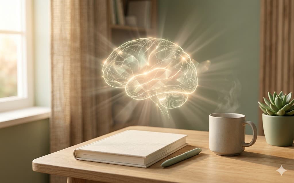 Morning light and person stretching