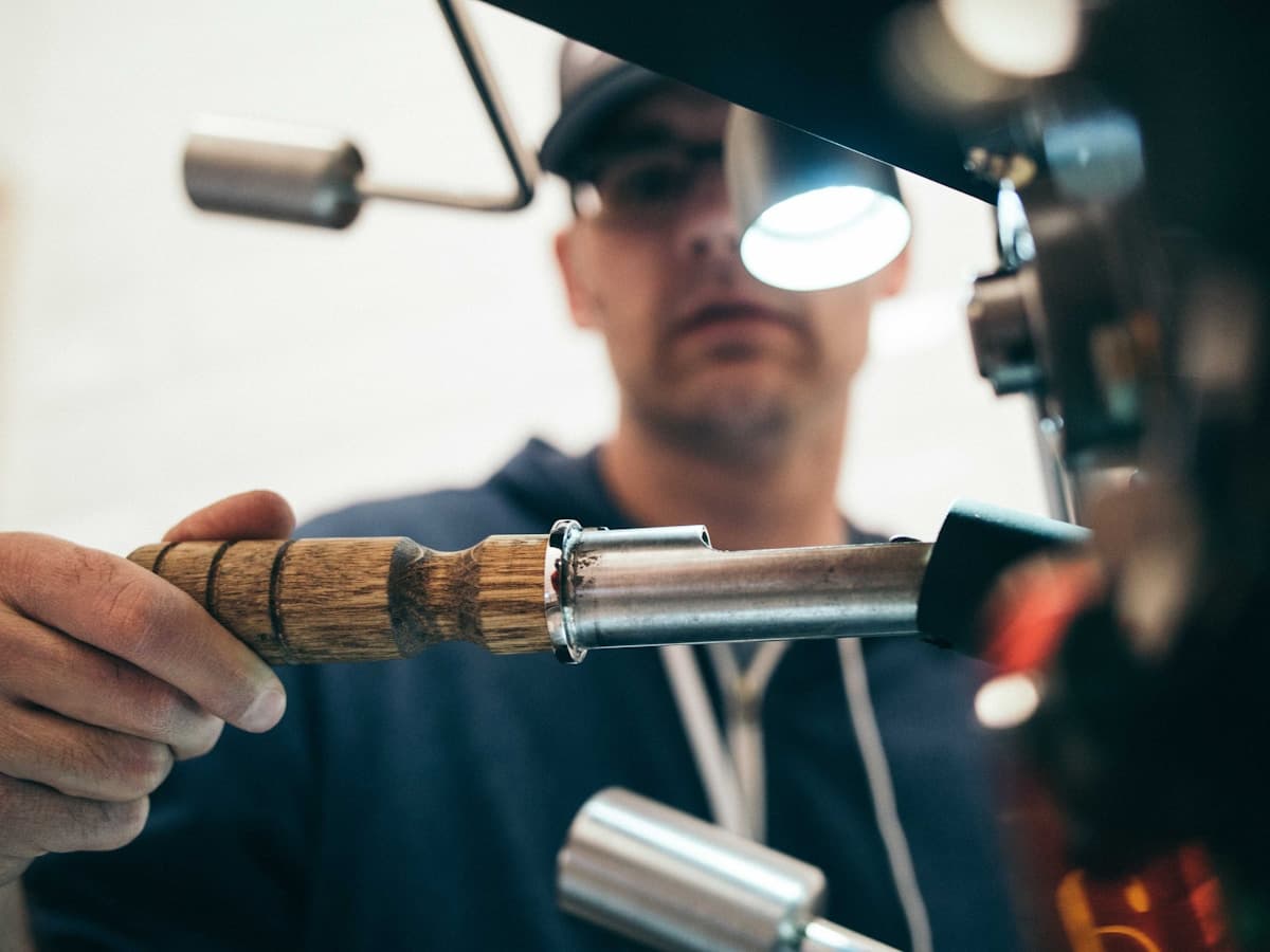 Woodworker focused on a shop project